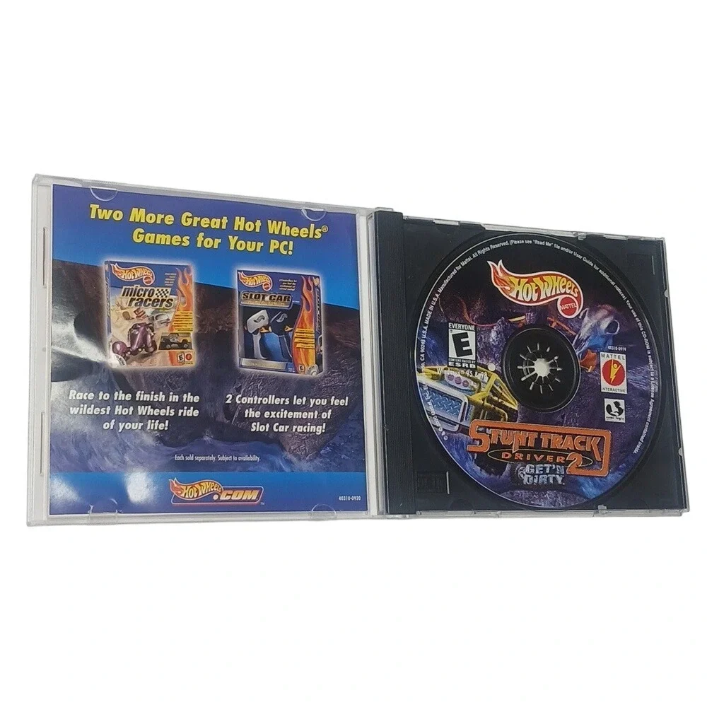 Mattel‎ Hot Wheels Stunt Track Driver 2 PC CD-ROM Kids Blue Vintage 2000 Racing